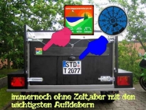 Endlich geschafft - Noch ohne Zelt, aber mit den wichtigsten Aufklebern.